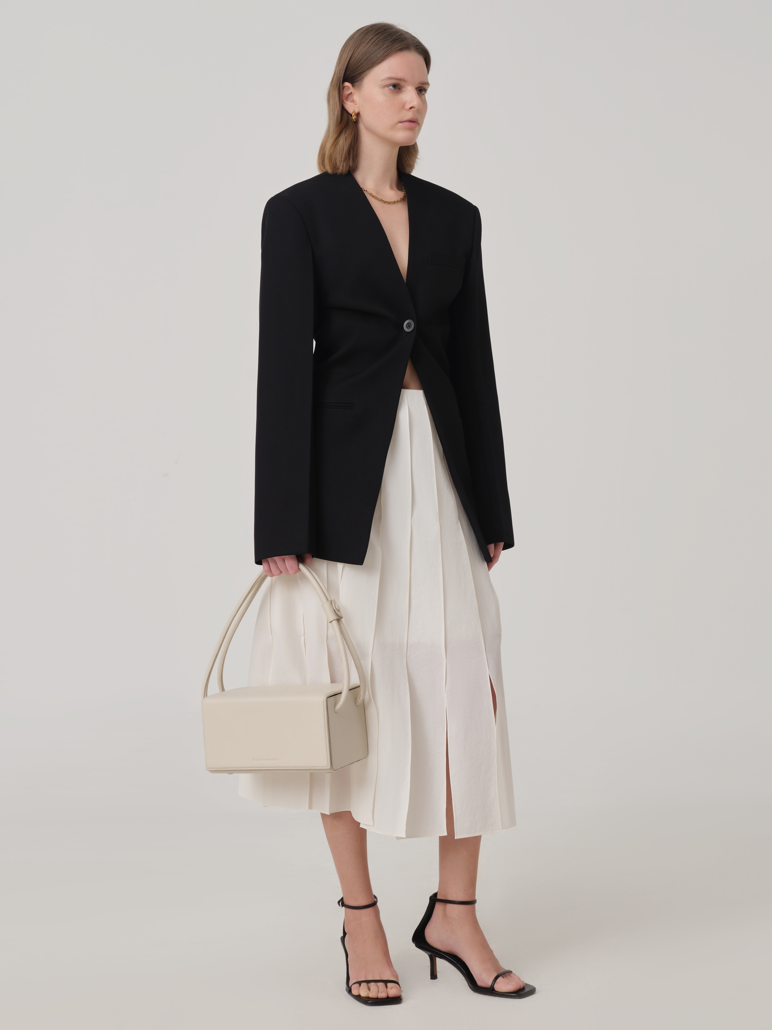 限时促销-COLLARLESS SINGLE-BREASTED JACKET