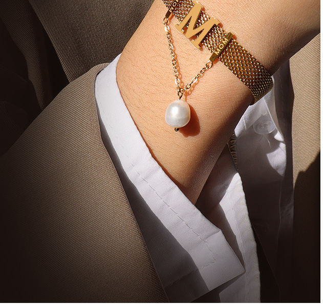 Watchband Chain "MOM" Choker & Bracelet Set